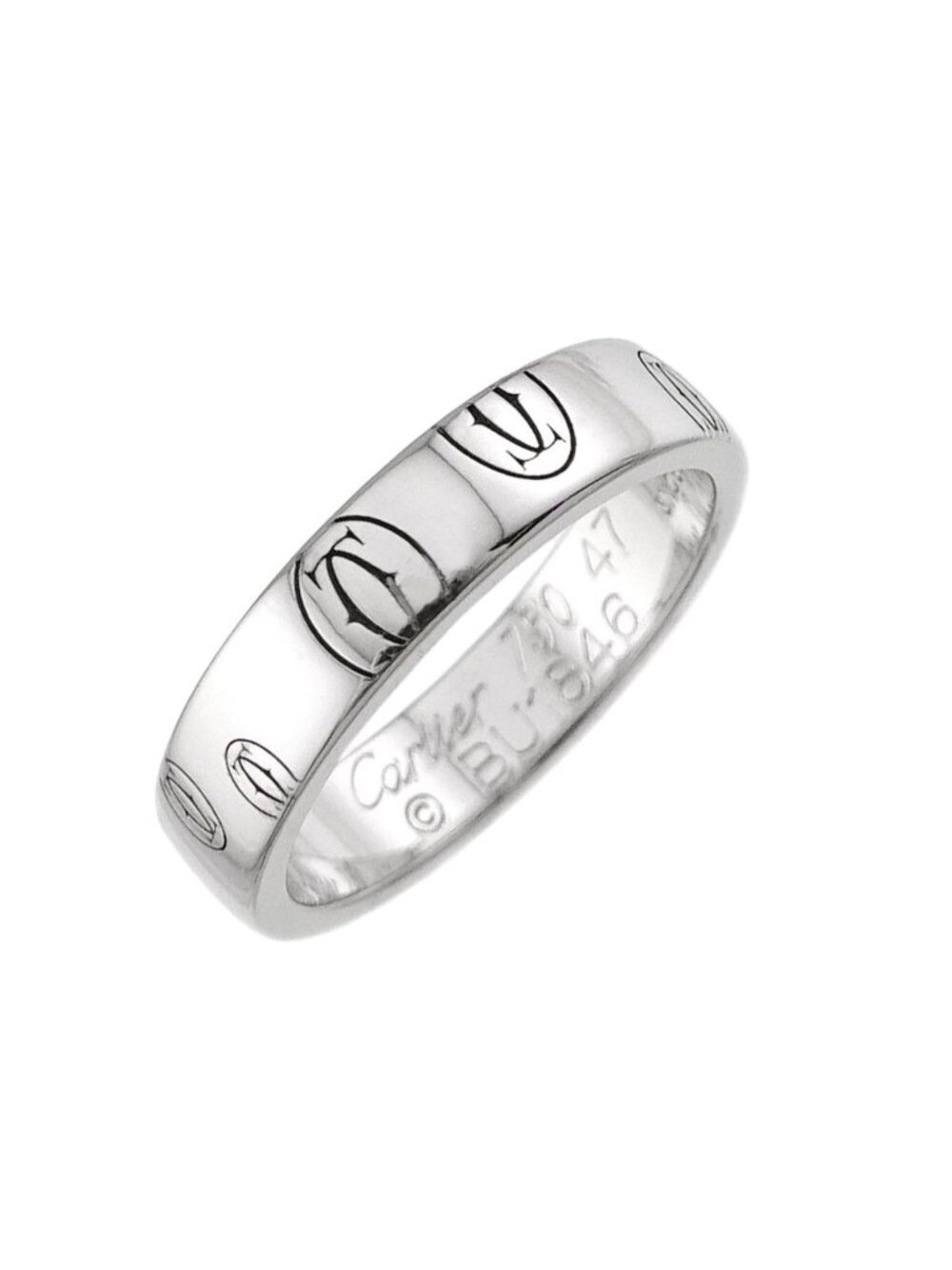 Cartier Happy Birthday SM 47 Ring 18k White Gold 750 Logo